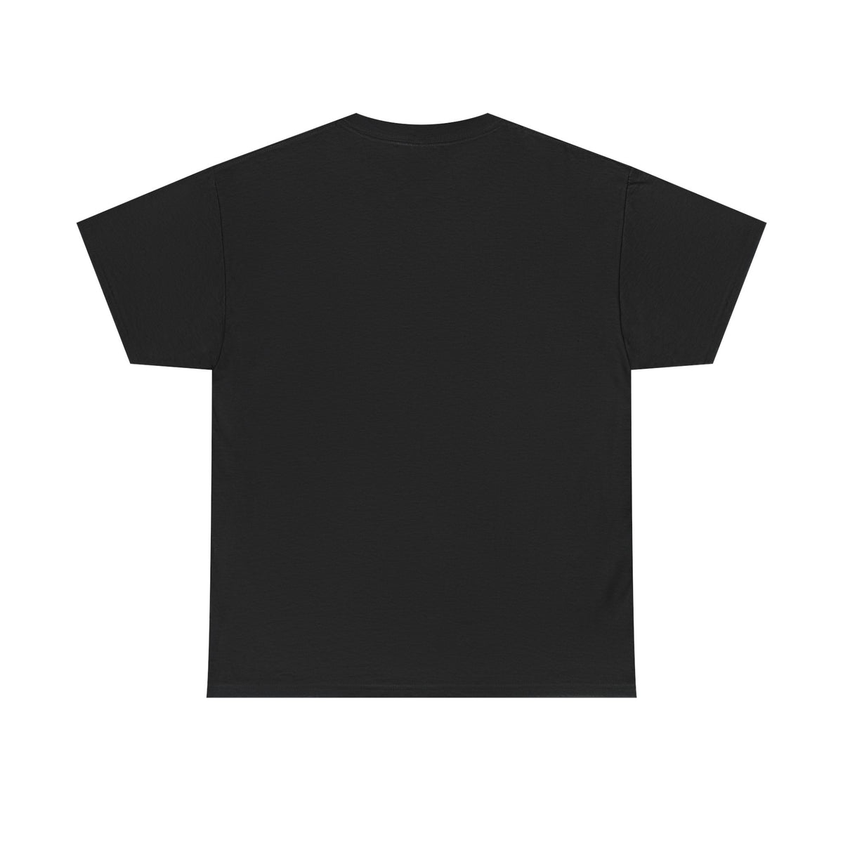 Unprinted back of the black t-shirt — Nobody Dies a Virgin, Life Fucks Us All.