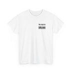 White t-shirt printed with "You might be drunk", the word DRUNK smeared into double vision, shown flat from another angle.